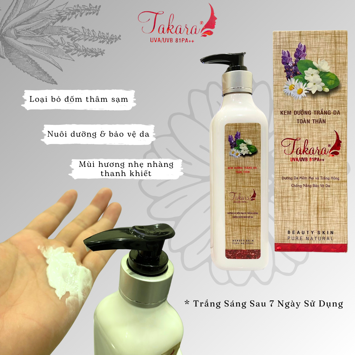 Kem dưỡng trắng da toàn thân TAKARA (350ml)