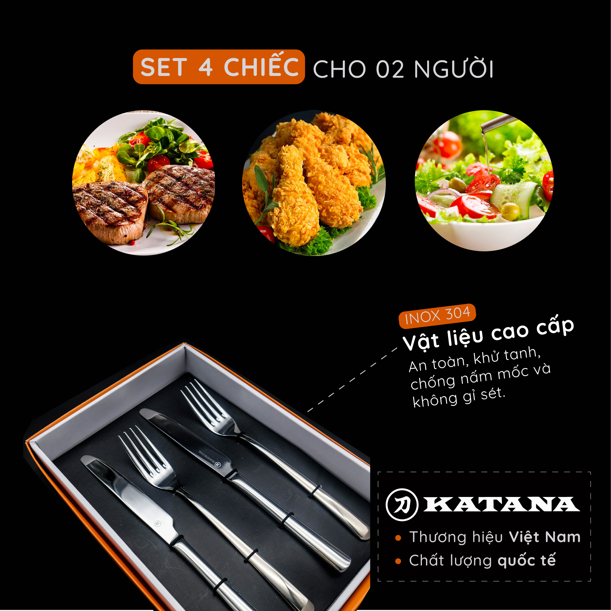 Set 4 chiếc dao Steak cao cấp thương hiệu KATANA - KATA110