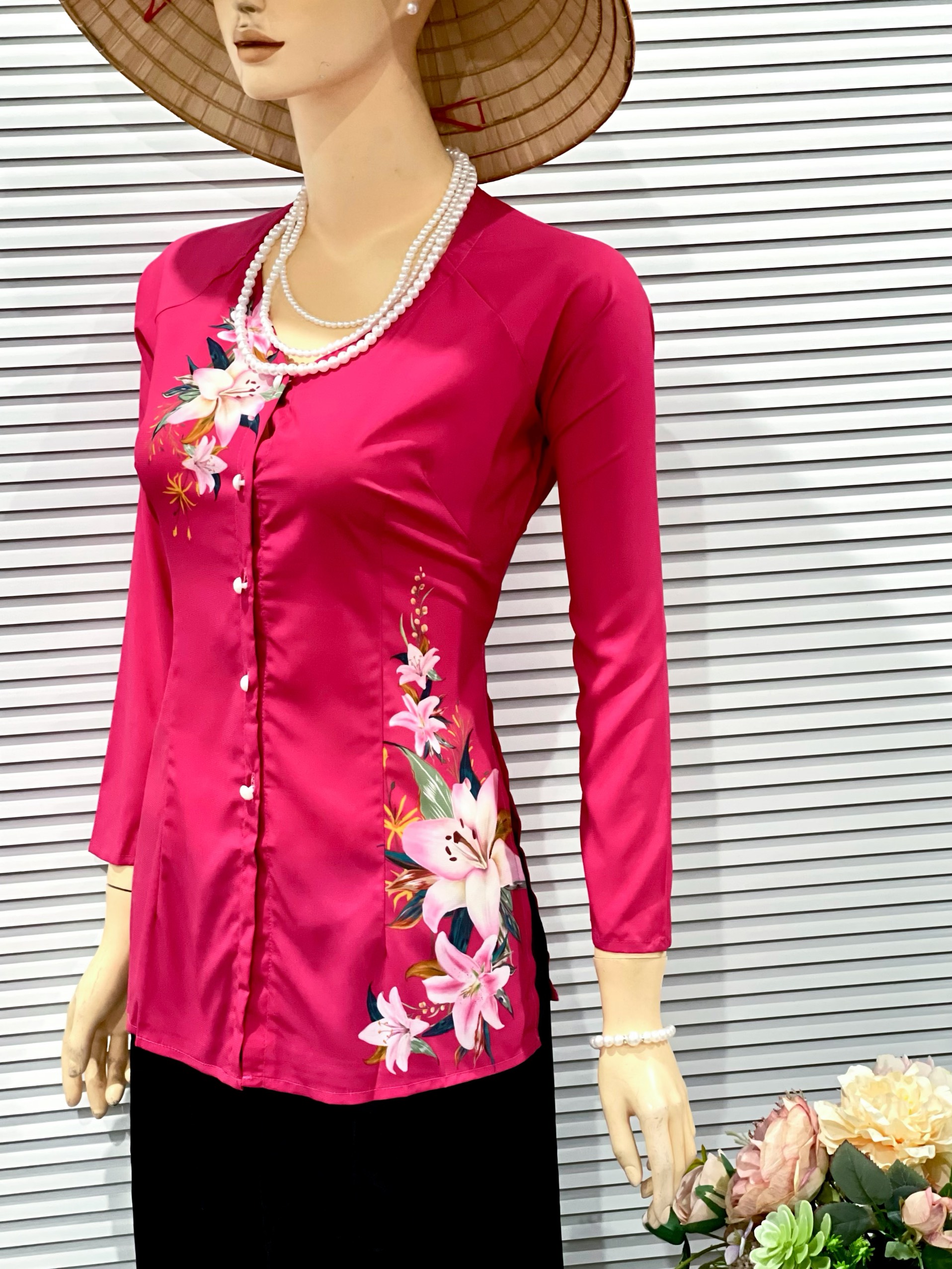 ÁO BÀ BA VẢI LỤA TÂY THI HOA