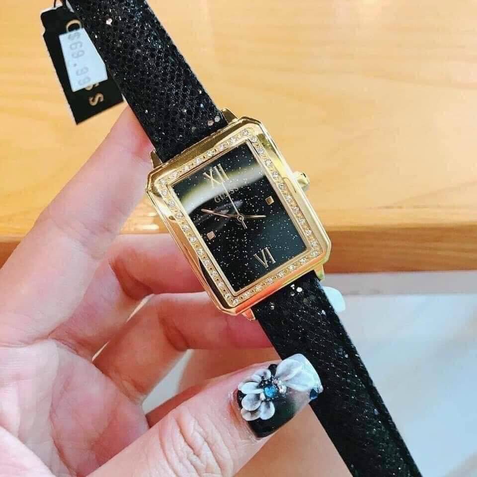 GUE $ u0841l28 * 36mm luxury fashion luxury women leather strap square wrist watch with stainless steel case, shop Kiwi
