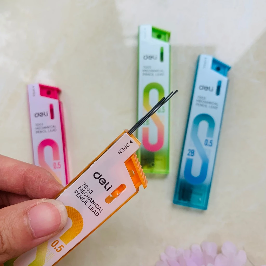 Ruột bút chì kim E7003/E7004 Deli, ngòi chì kim, lõi chì bấm nhỏ gọn tiện lợi