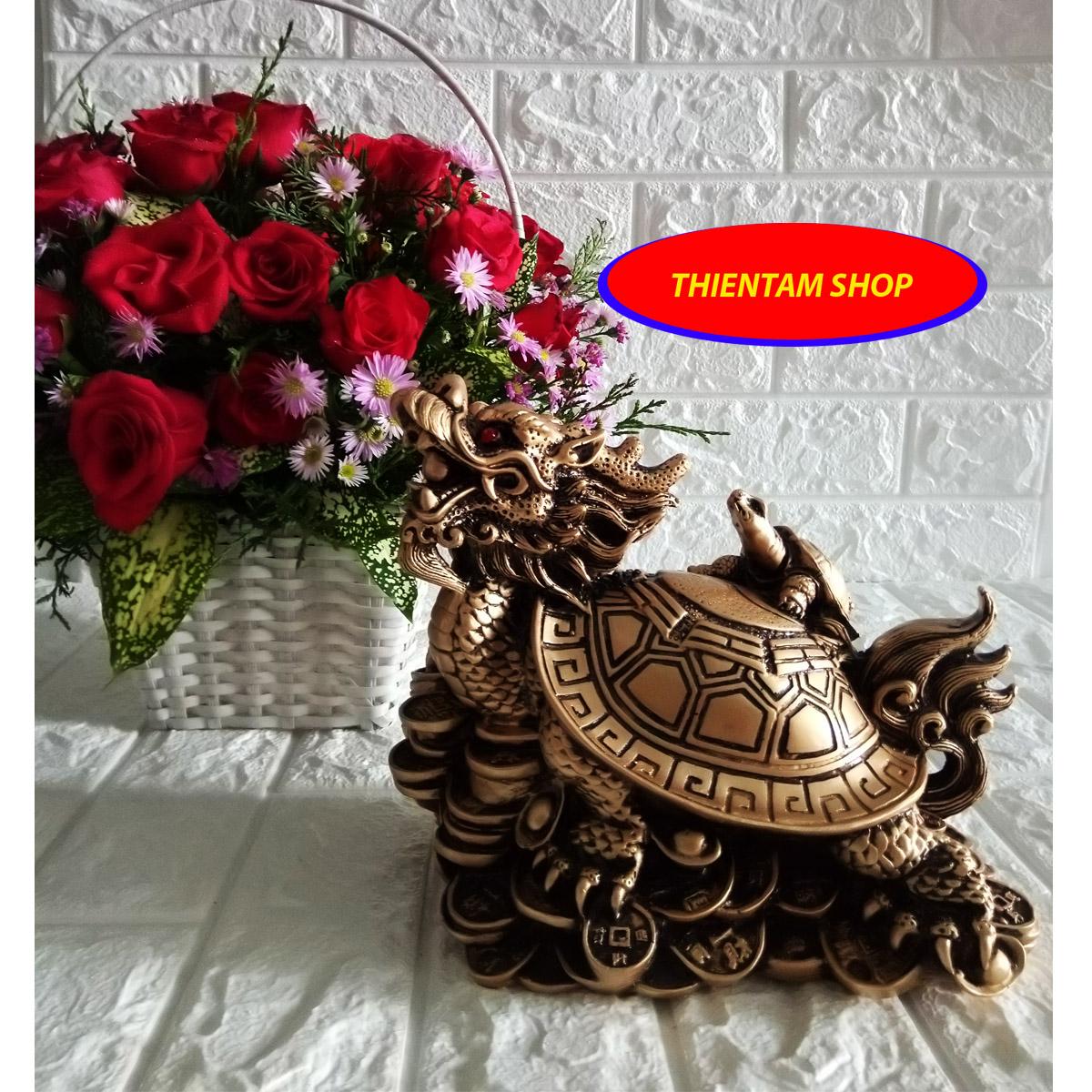 Tượng Long Quy đại phát màu đồng cỡ đại LQDD03