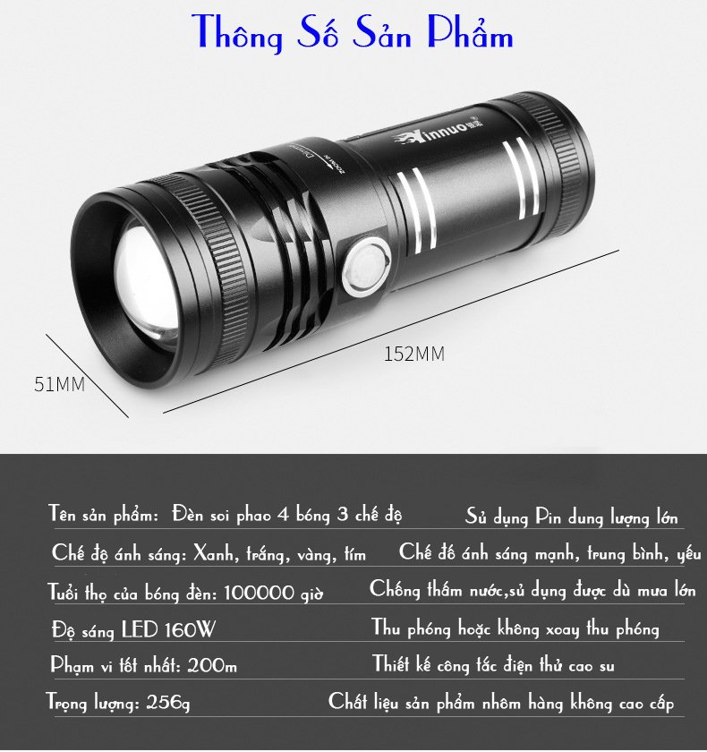 Đèn Soi Phao 4 Bóng 3 Chế Độ