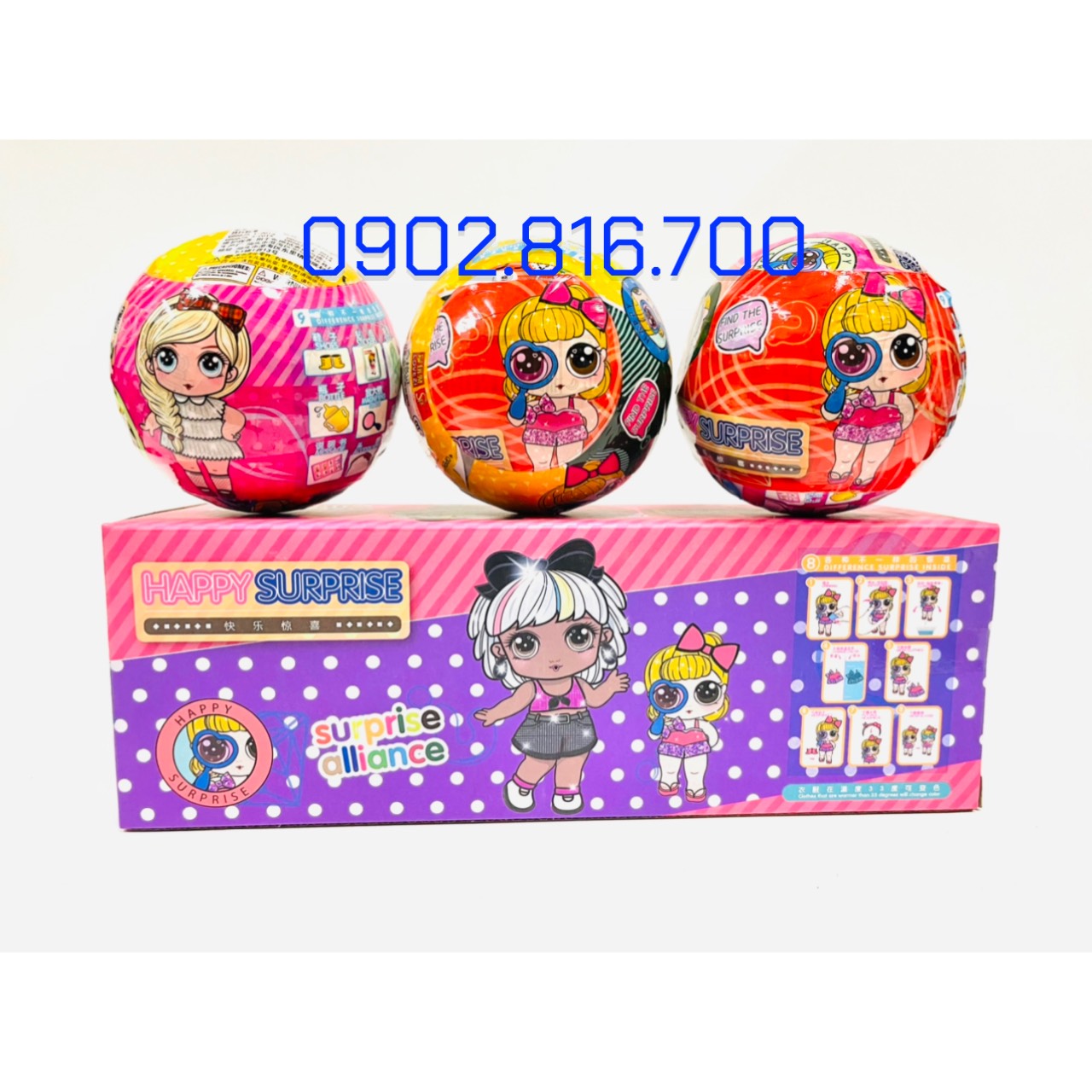 Hộp đồ chơi 3 quả trứng bất ngờ búp bê lấp lánh lol surprises - happy surprise