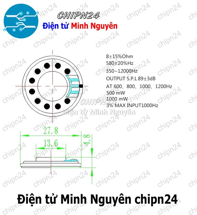 [2 cái] (N29) Loa 8R 0.5W 28mm - HH005056