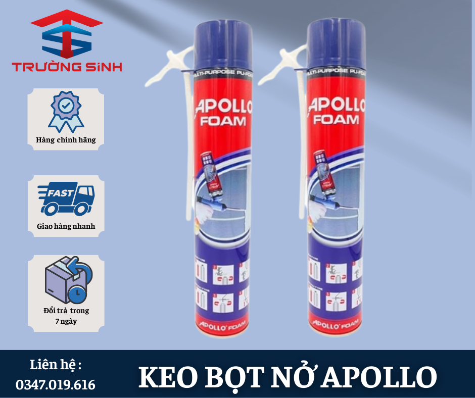 Keo bọt nở Apollo Foam 750ml + vòi xịt