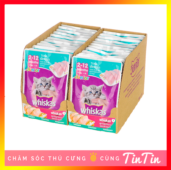 Giá Quá Tốt Để Có Hộp 24 Gói Pate Whiskas Junior Cho Mèo Con Vị Cá Ngừ Túi 85g Giá Quá Tốt Để Có Hộp 24 Gói Pate Whiskas Junior Cho Mèo Con Vị Cá Ngừ Túi 85g