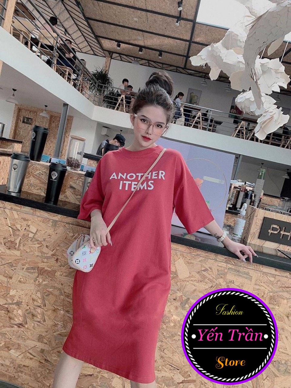 [Yến Trần] Đầm Suông Form Rộng in Chữ Another Full Màu