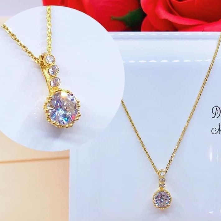 [HCM]Dây chuyền vàng nữ 18k dây chuyền nữ đẹp mạ bạch kim tình yêu cao cấp dát xoàn đính đá pha lê sáng lấp lánh thiết kế sang trọng quý phái nữ tính TRANG SỨC GADO DM023 - đeo làm công sở cực sang chảnh