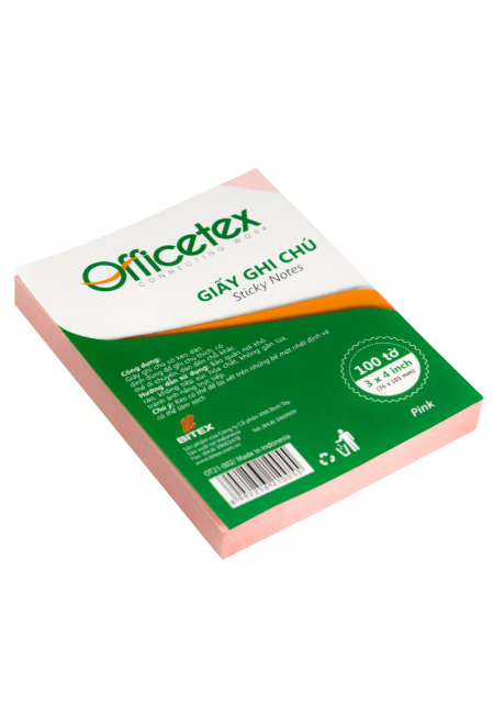 Giấy ghi chú officetex 3*4 màu hồng