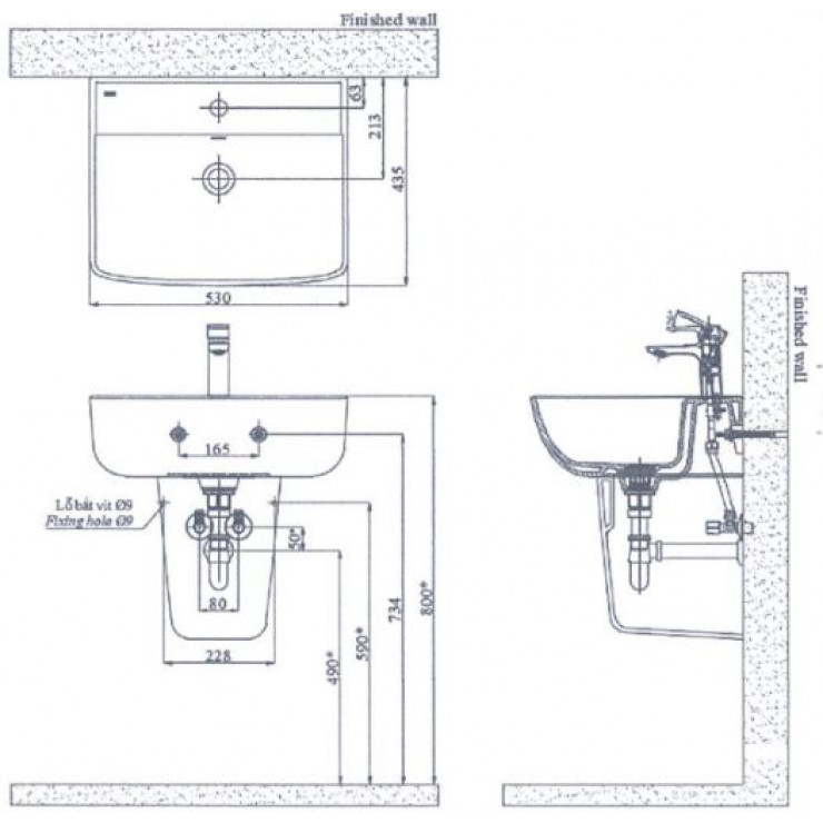 Lavabo Inax AL-312V Treo Tường Aqua Ceramic