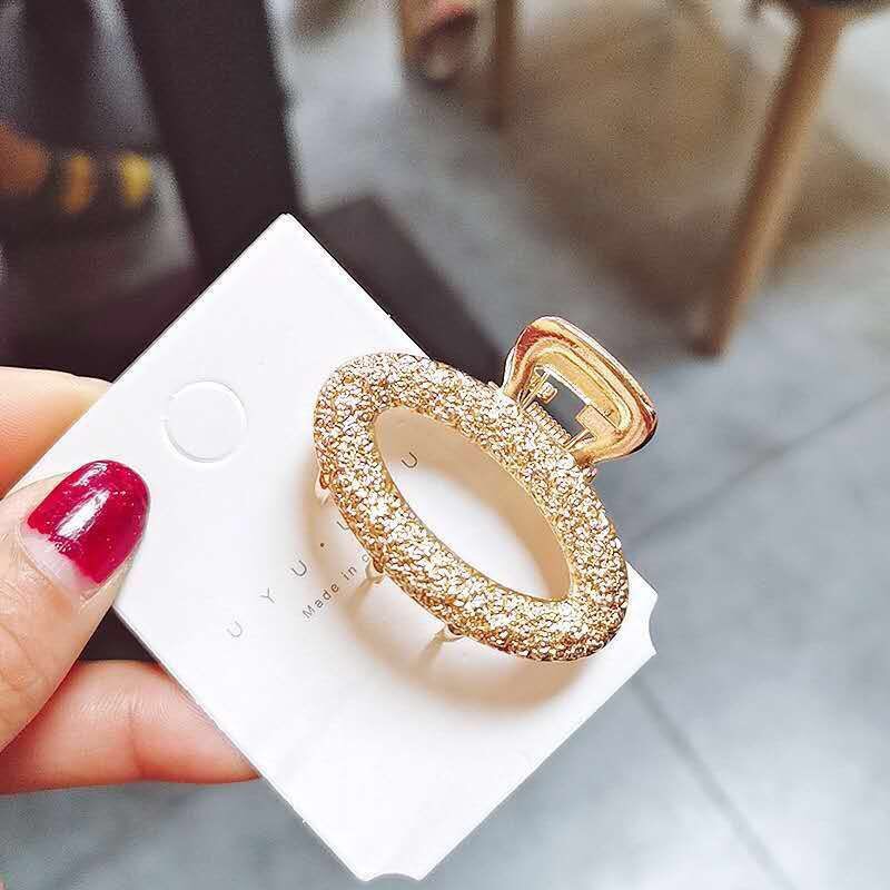 Set 5 kẹp tóc đá màu vàng đính hạt