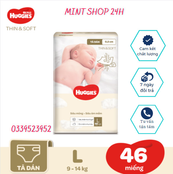 Tã dán Huggies thin and soft size L46/Xl42 Miếng