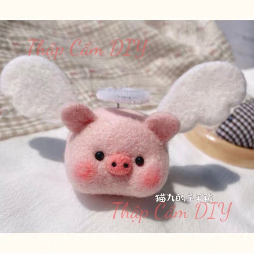 [MỚI] Len Chọc Handmade, Bộ Kit Len Chọc Thiên Thần Heo