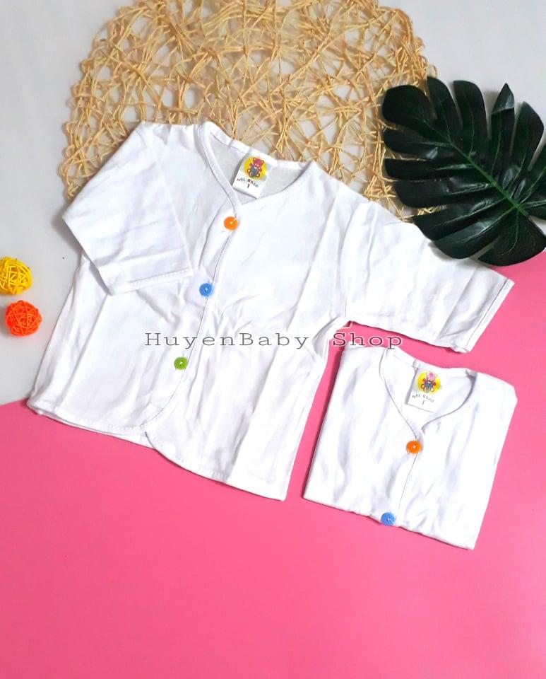 Áo sơ sinh tay dài màu trắng cúc giữa nhiều màu Hello đủ size cho bé từ sơ sinh đến 11,5kg