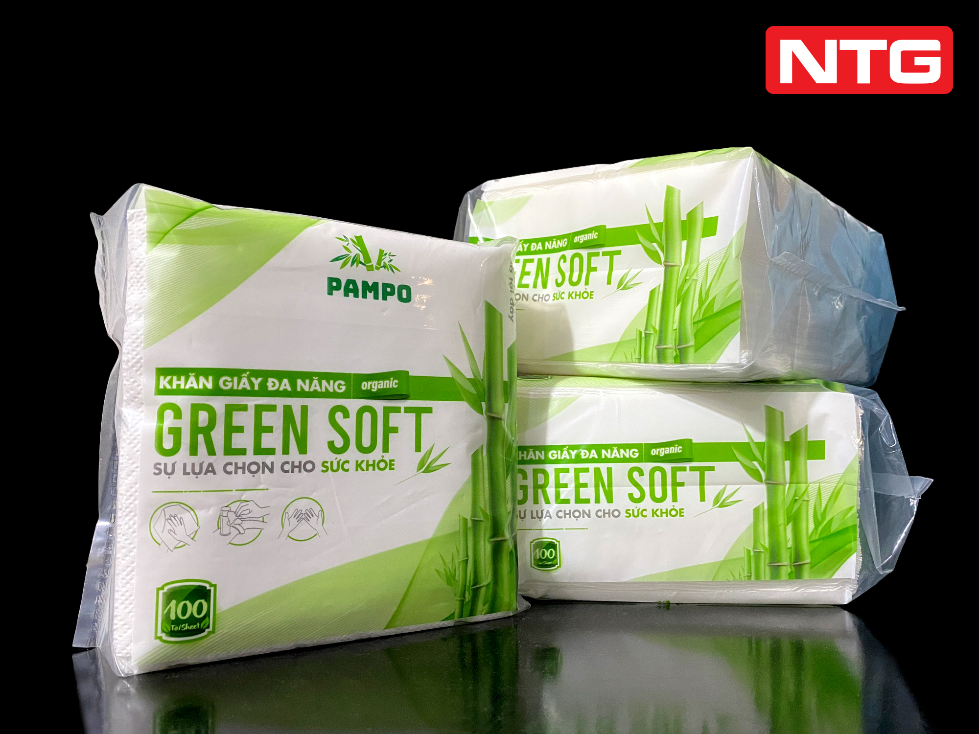 Combo 5 gói giấy ăn vuông 100 tờ *3 lớp size lớn 30*30 cm