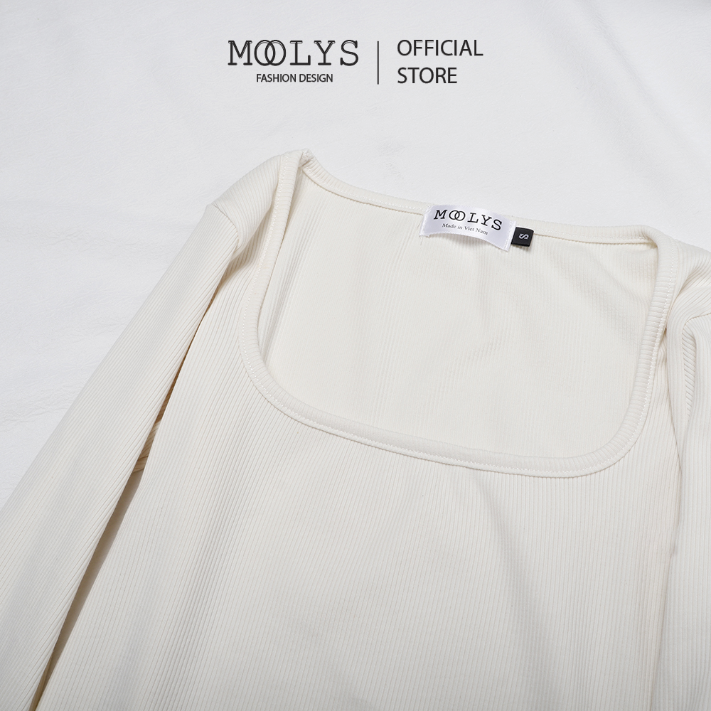 Áo crop top MOOLYS basic, cổ vuông, dài tay MC013