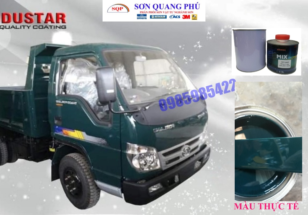Sơn nhà máy pha sẵn xe tải màu xanh vỏdưa KIA Trường Hải loại 1.5Kg đã bao gồm đông cứng ( Sơn oto xe máy ) SONQUANGPHU422