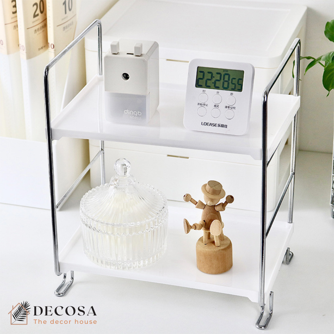 Kệ mini 3 tầng khung sắt đựng đồ trang trí bàn học