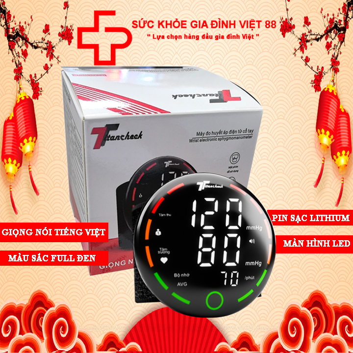 Máy đo huyết áp cổ tay TITANCHECK B01C Pin sạc Lithium,Màn hình led kỹ thuật số, giọng nói tiếng Việt bảo hành chính hãng 3 năm