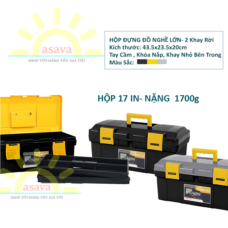 Hộp đựng đồ nghề Cỡ 17’’ (17Inch) Nhựa Hiệp Thành- Bền,Cứng Cáp, Tiện Dụng- Gia Dụng Asava.
