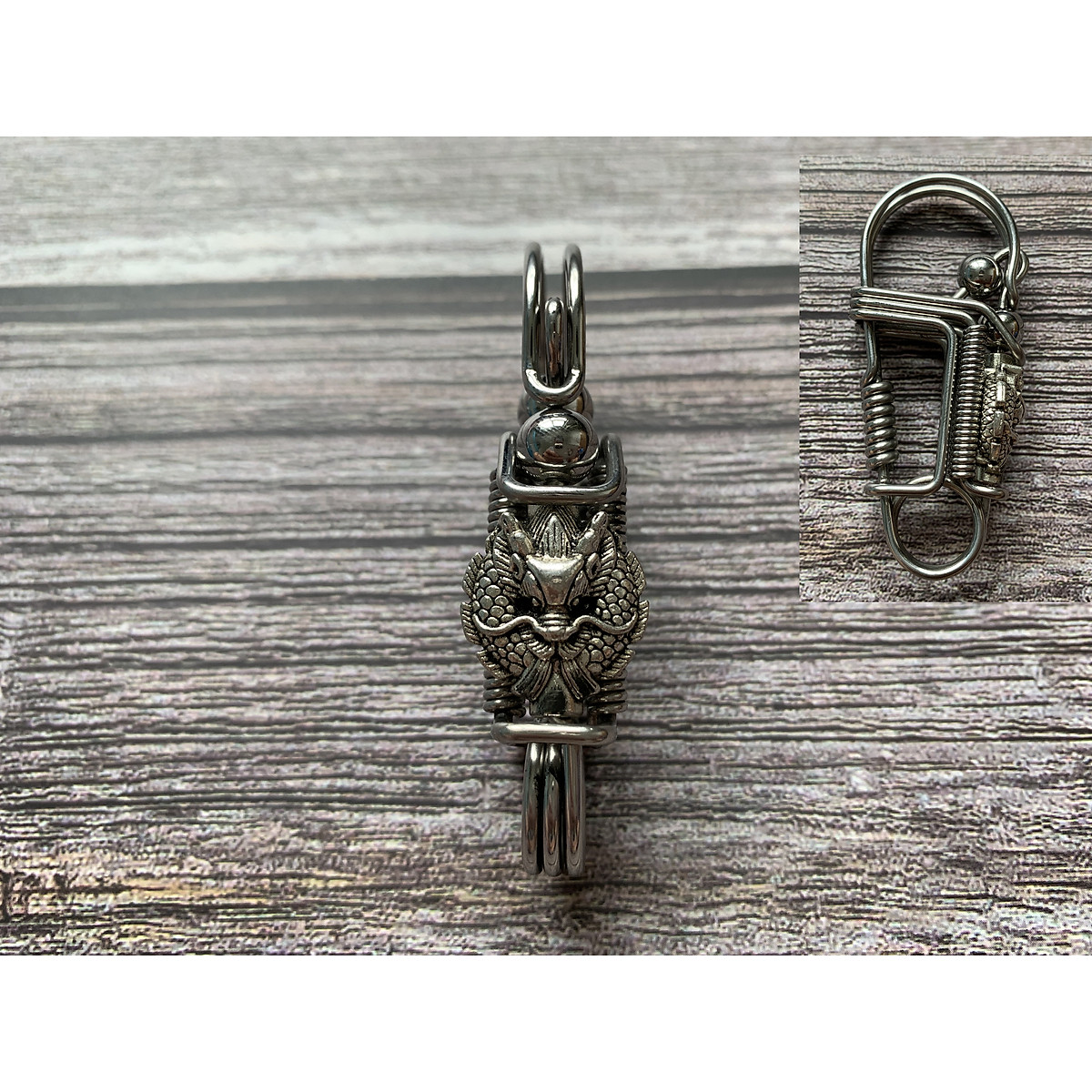 Móc khoá thủ công Inox 304 Long Phù Bạc