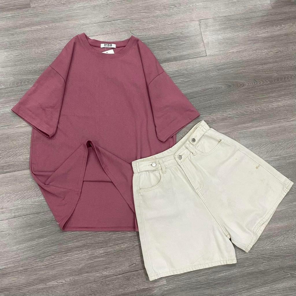 [ Ảnh Thật ] Áo phông trơn cotton khô 3158, phom rộng, tay lỡ Basic