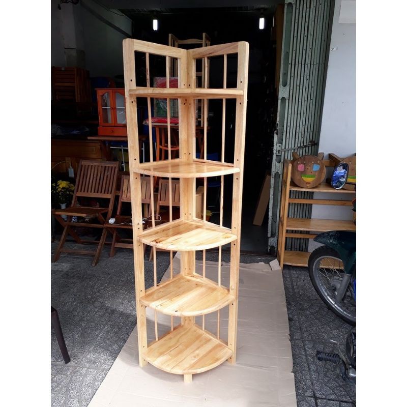 Kệ góc gỗ mặt 34cm - 5 tầng
