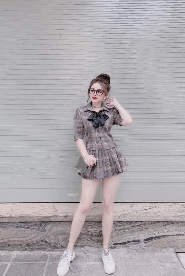 [HCM]Đầm xòe kate đính nơ cá tính