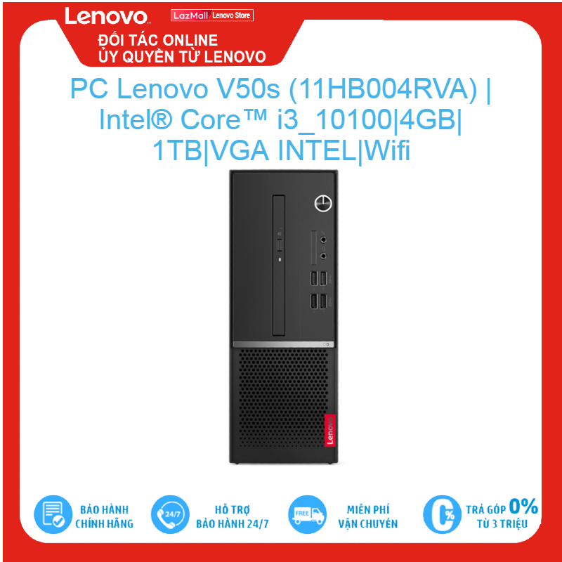 Máy Tính Để Bàn PC Lenovo V50s (11HB004RVA) | Intel Core i3  10100 | 4GB | 1TB | VGA INTEL WiFi, Brand New 100%, hàng phân phối chính hãng, bảo hành toàn quốc