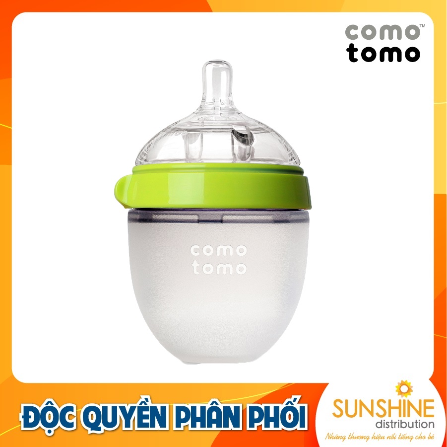 BÌNH SỮA SILICONE COMOTOMO 150ML - XANH