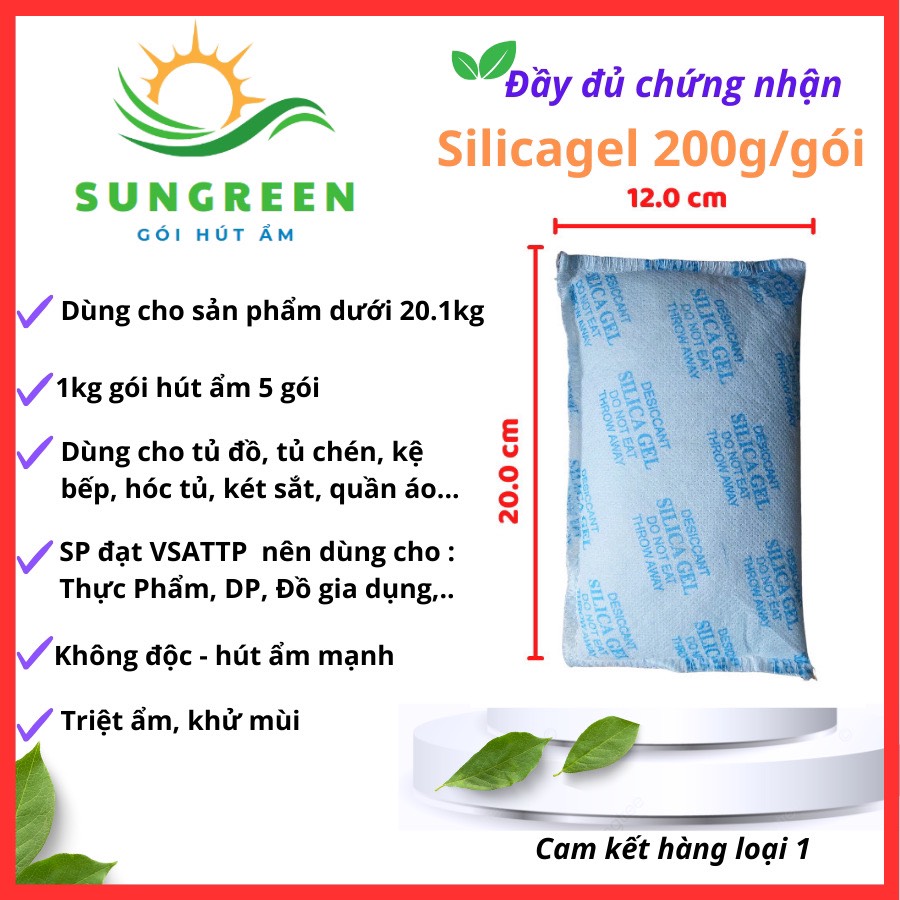 [HCM]1kg package desiccant silicagel type 200gr (preserved food moisture-proof anti-hook rust-resistant sweat shoes ....)