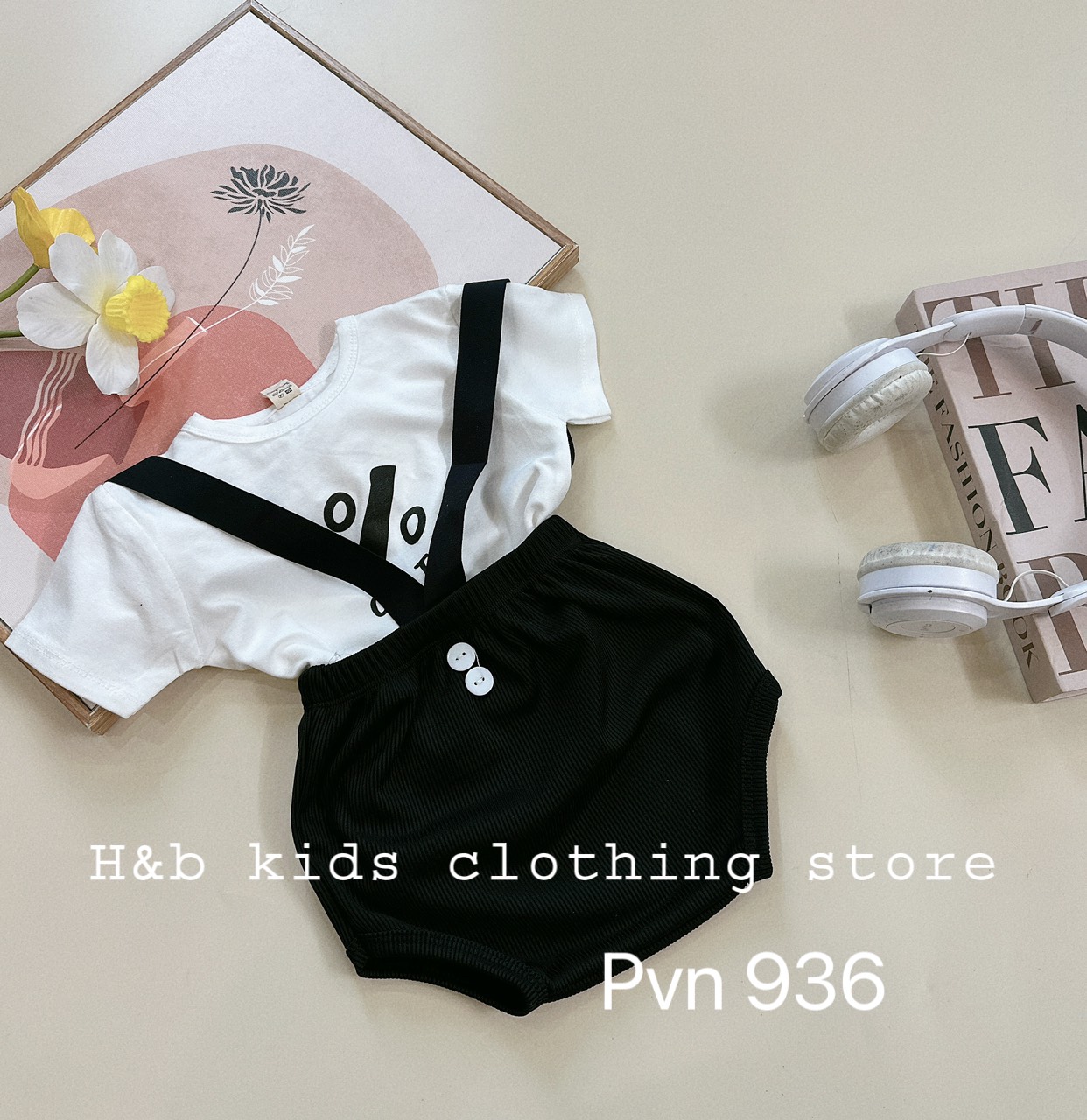 Set body 2 chi tiết áo cotton yếm tăm cho bé sơ sinh