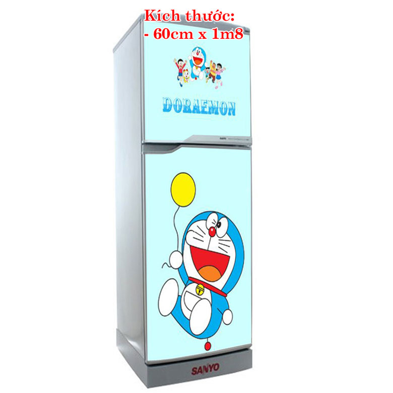 [HCM]Decal dán trang trí tủ lạnh mẫu Doraemon và bong bóng