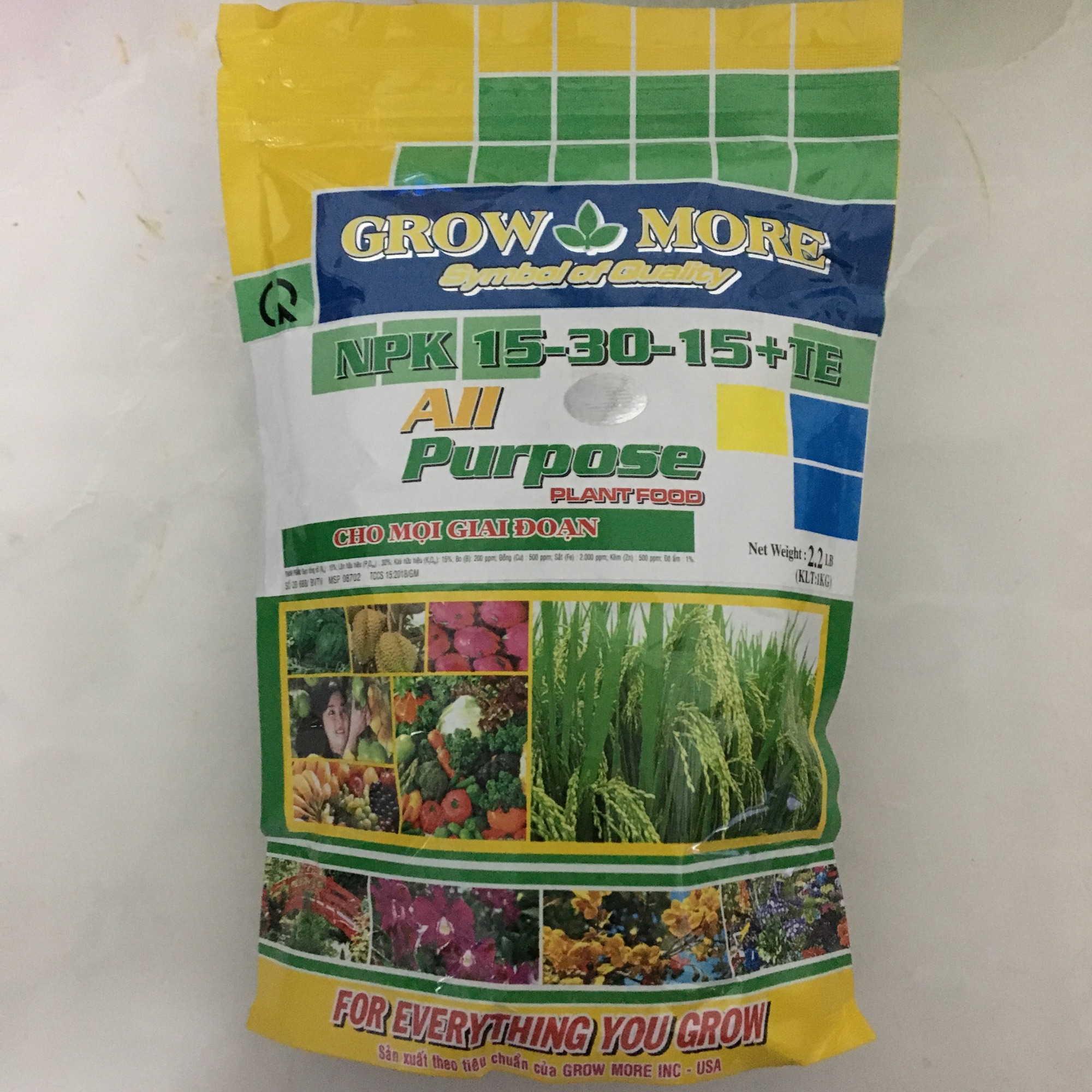 Phân bón Growmore NPK 15-30-15+TE , gói 1kg, dùng cho mọi giai đoạn cây trồng