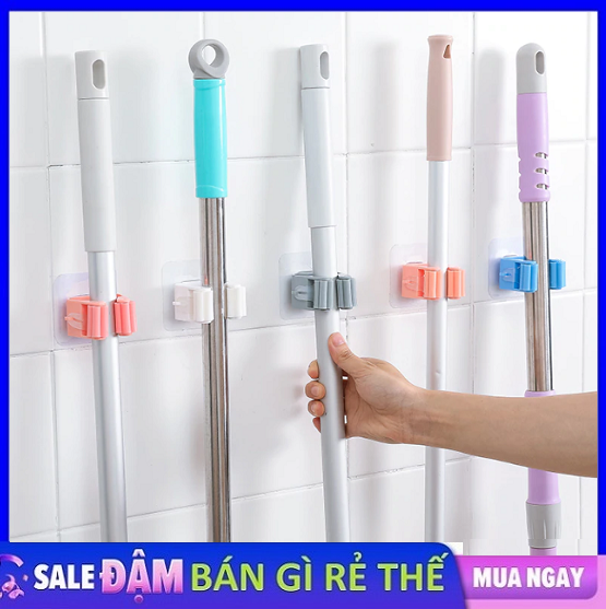 Móc dán tường treo cây lau nhà, Móc treo ô dù, Móc treo đa năng đồ gia đình chịu tải lên đến 3kg
