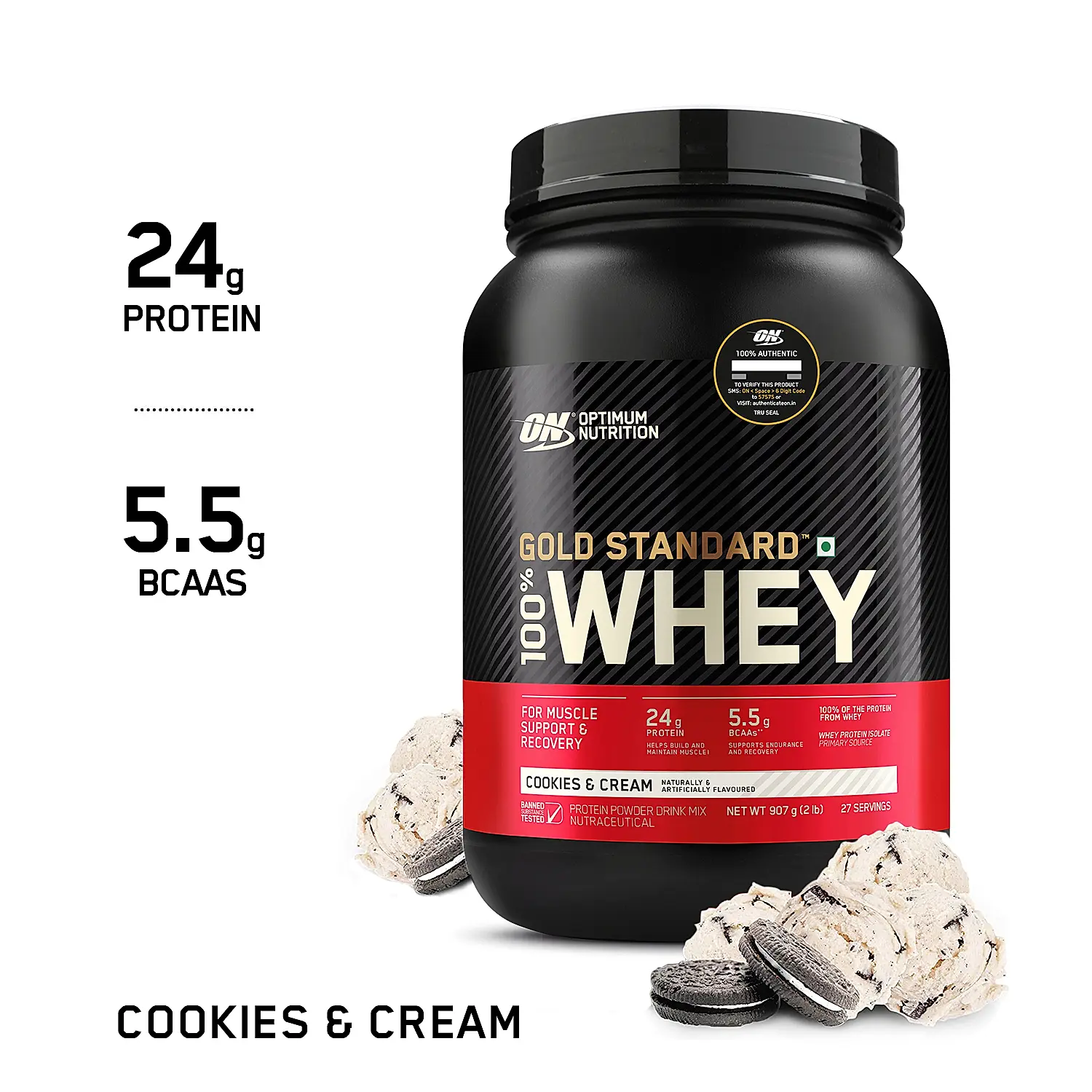Thực phẩm bổ sung Optimum Nutrition Gold Standard 100% Whey 2 lbs (900g)