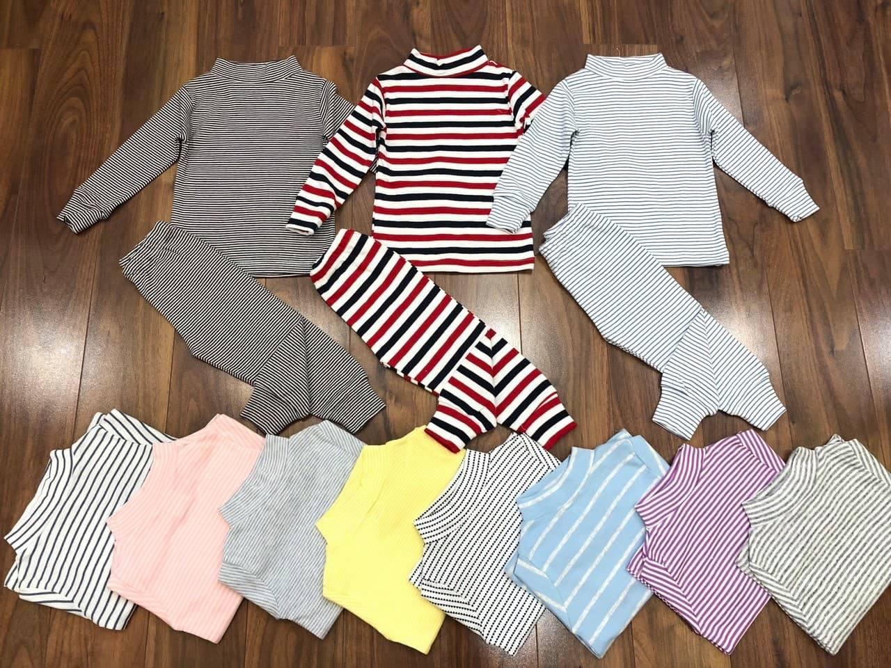 bộ cotton len dài tay bé trai bé gái