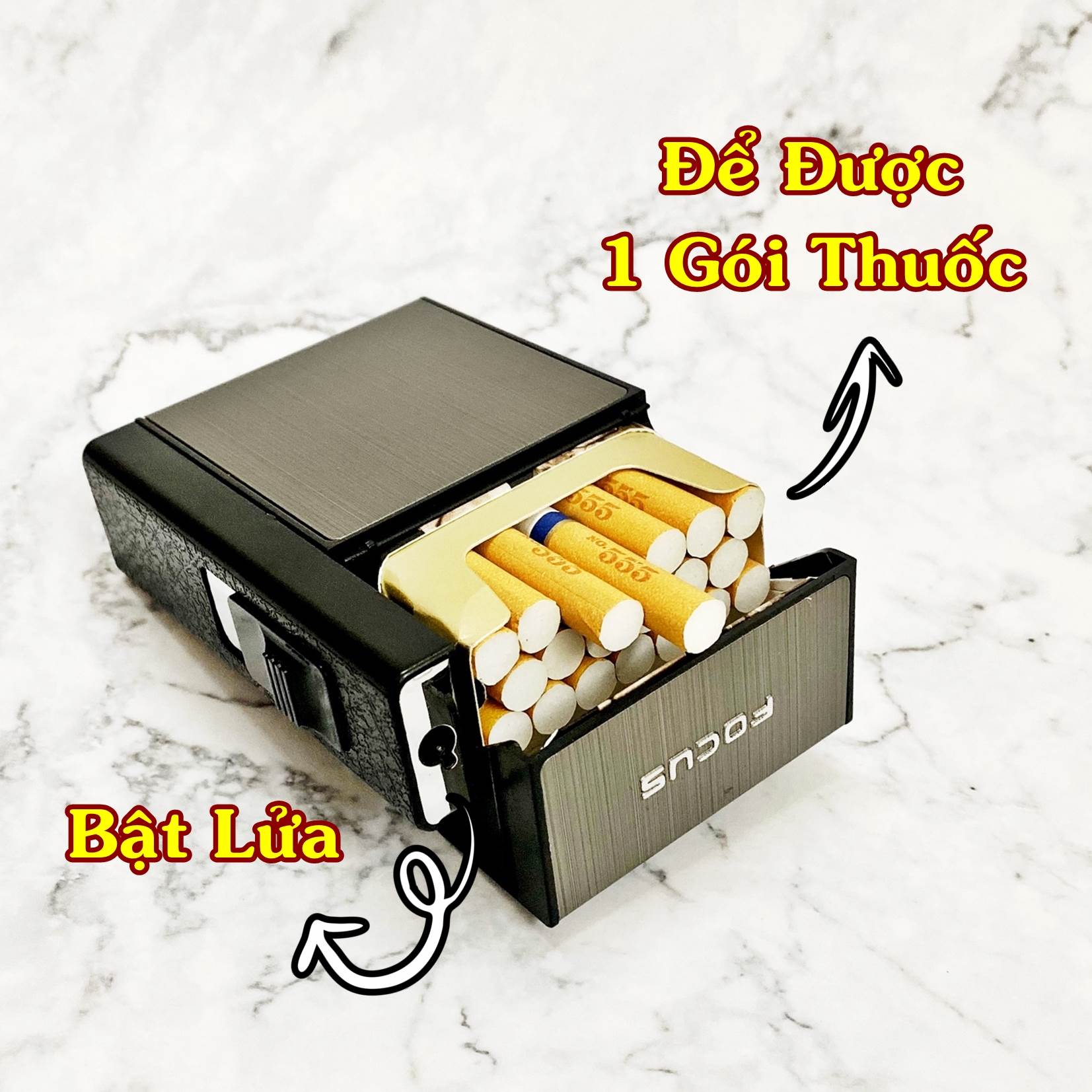 BẬT LỬA KHÈ - HỘP THUỐC FOCUS 2IN1 - CÓ THỂ THÁO RỜI (ĐỂ ĐƯỢC 1 GÓI THUỐC) - (XÀI GAS)