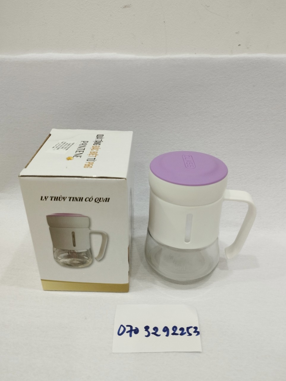 Ly thủy tinh có quai 400ml, ly uống trà đá
