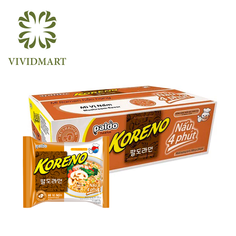 [Toàn quốc] [Thùng 24 gói] MÌ KORENO HÀN QUỐC VỊ BÒ CAY / GÀ / TÔM / KIM CHI / NẤM - GÓI 100g - KORENO