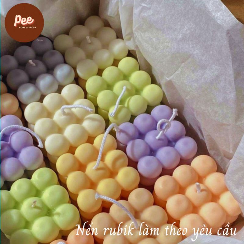 Nến thơm hình rubik decor trang trí phòng , phụ kiện chụp ảnh - Peehomedecor
