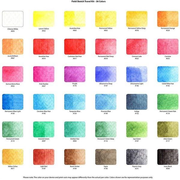 [HCM][TẶNG 10 TỜ GIẤY VẼ MÀU NƯỚC 300 GSM HAPPY A6] - MÀU NƯỚC SAKURA KOI DẠNG NÉN 36 MÀU (KÈM BẢNG PHA MÀU VÀ CỌ NƯỚC DÀI)