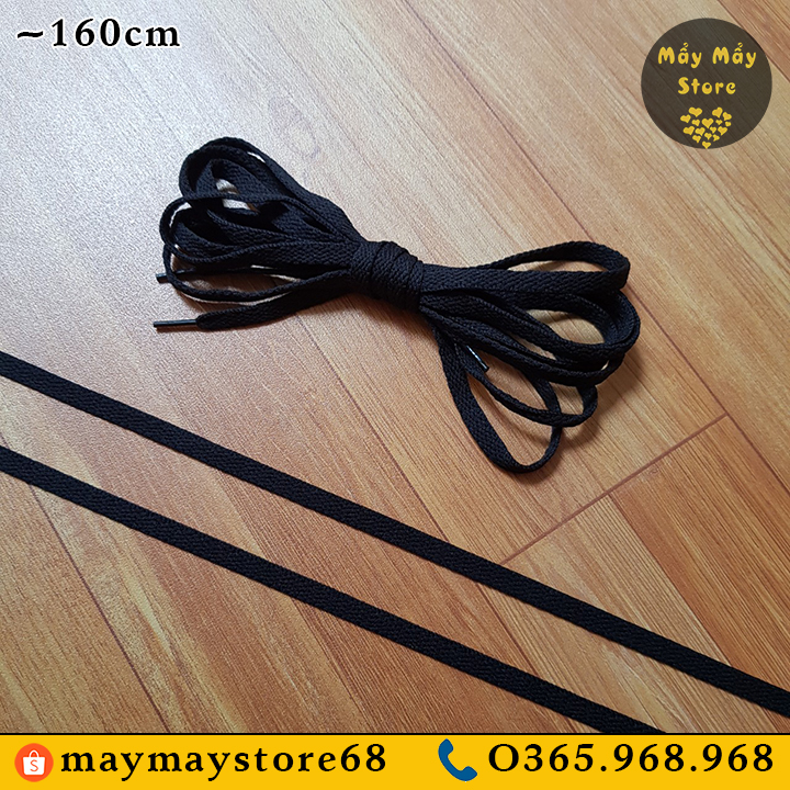 Dây Giày Dẹt Màu Đen Dài 160cm (cho giày cổ cao có 8-10 lỗ xâu)
