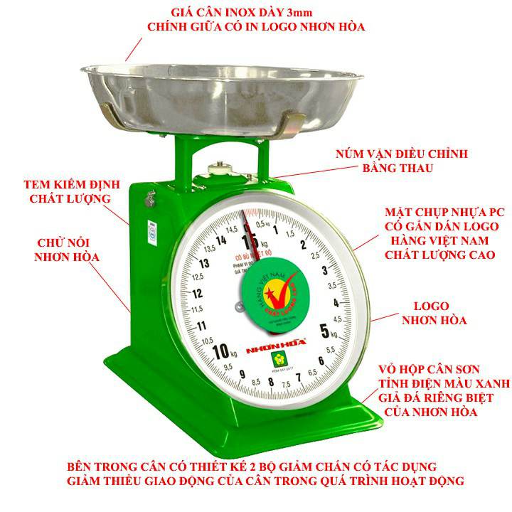 CÂN NHƠN HOÀ 15KG ( tặng 100gram túi xốp đen 2 quai )