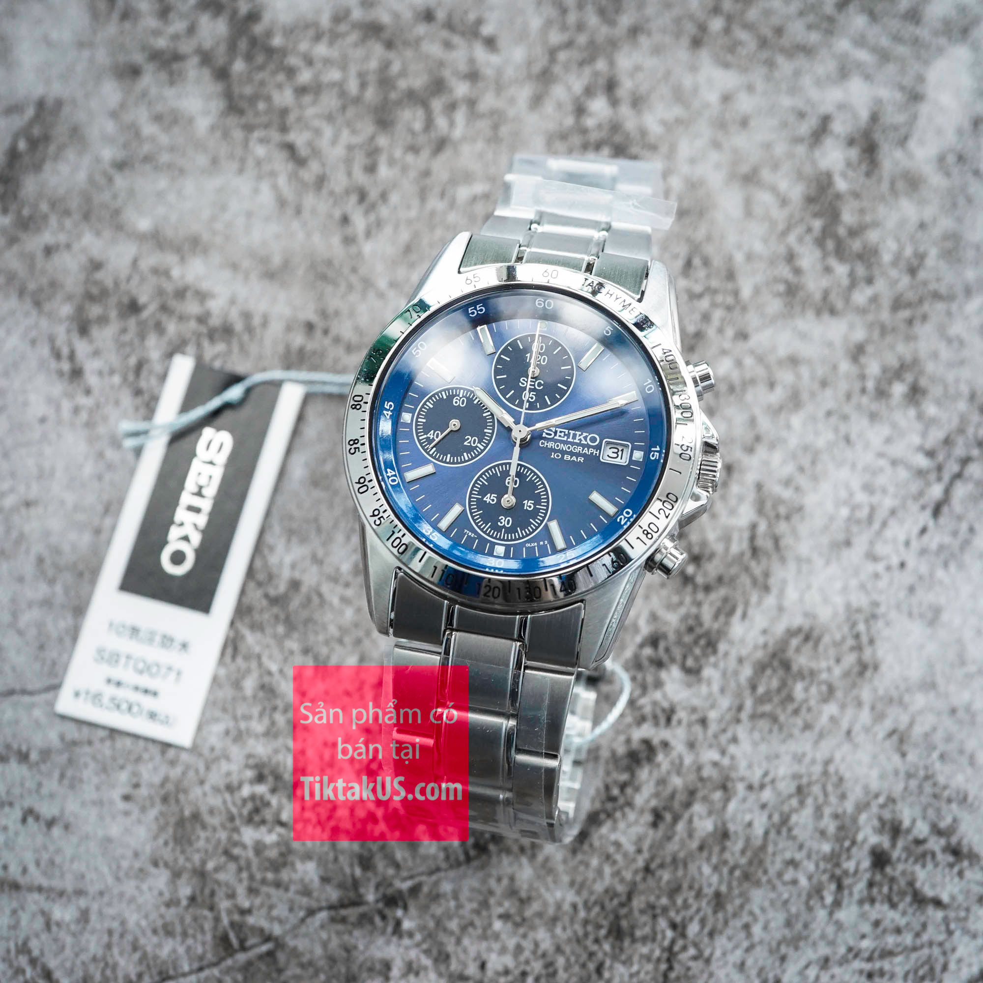 Đồng hồ nam Seiko Quartz Chronograph SBTQ071 size  chống nước 100m  bấm giờ thể thao 6 kim kính Harlex 