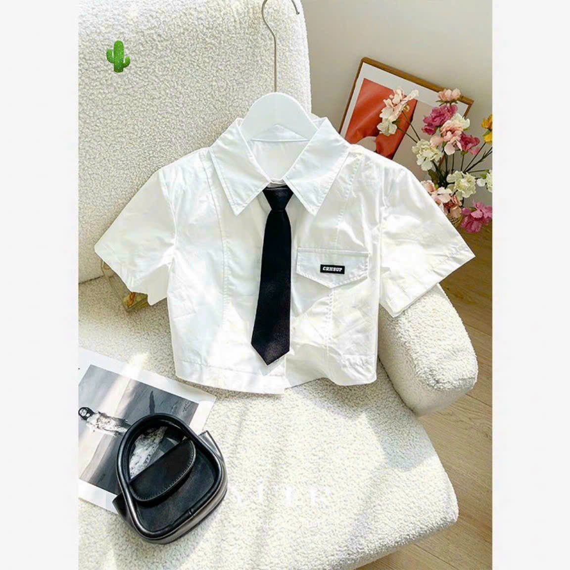 [HCM]ÁO sơ Mi Ngắn Tay Phối Cavat
