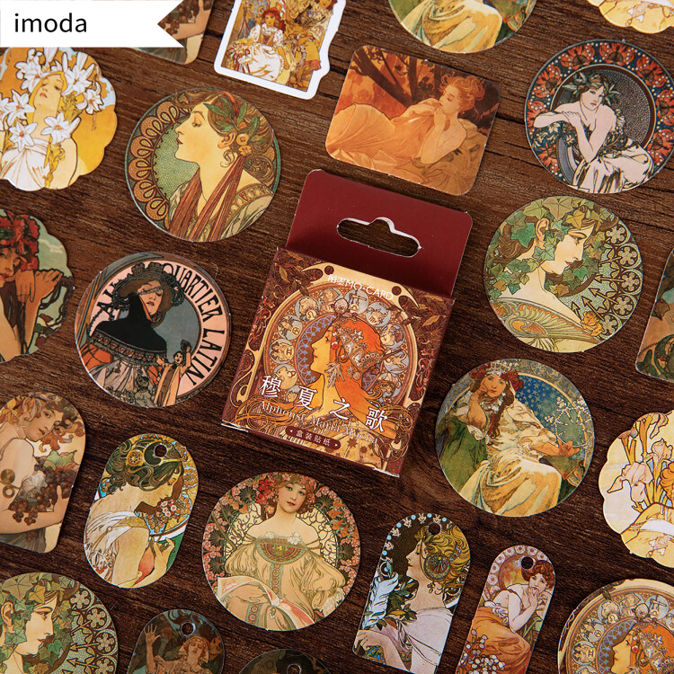imoda 46sheets/box Vintage DIY Decoration Stickers For Album /Journal
