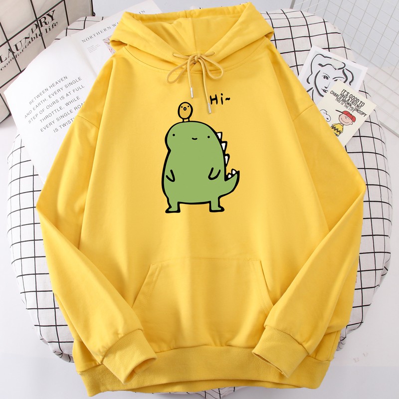 Áo hoodie khủng long Hi in ngực