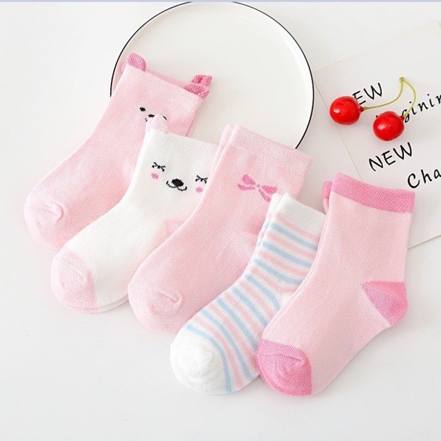 Set 5 đôi tất vớ cổ cao cho bé
